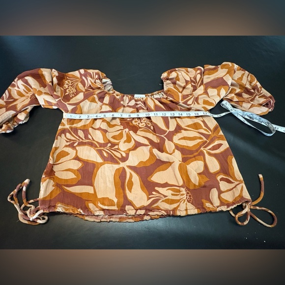 Gilli Brown and Cream Floral Blouse Size Small - Picture 7 of 10